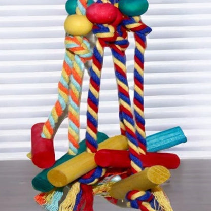 Cage Hanging . Bird Climbing, Chewing Toys. Multicolored Natural Wooden Bird Chewing Toys for Conure, Cockatiel, Budgies and others.