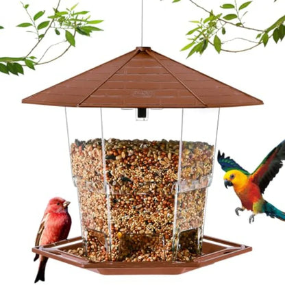 【Spot goods】Bird Feeders for Outdoors Hanging Bird Feeder Wild Birds Seed, Black