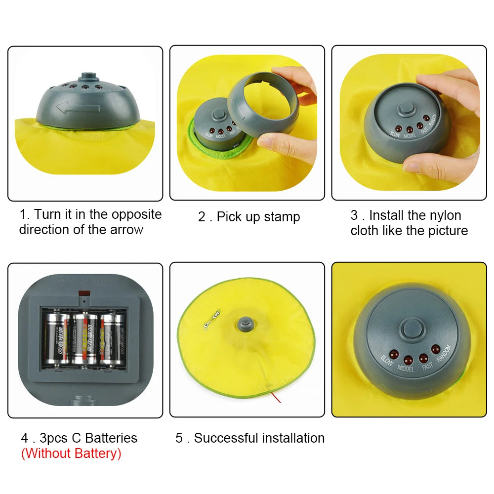 Interactive Pet Toy For Cat/Kitty. 4 Speeds Motion. Undercover Mouse Fabric Moving Feather. Electric Cat Toy Plate Automatic