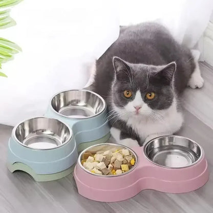 Stainless Steel Double Pet Bowls. Dog Food And Water Feeder Dish. Cat& Puppy Feeding Supplies. Small Dog