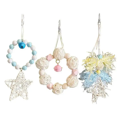 Parakeet Toys. Parrot Cage Bite Toys For Cockatoos, African Grey, Macaws, Love Birds. Fun And Durable.