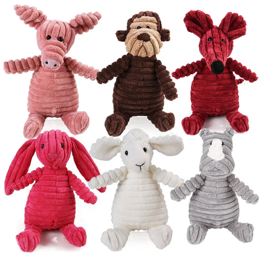 Pet Dog Molar Toy Vent. Training. Corduroy Monkey, Pig, Voice Plush Toy, Dog Tooth Cleaning. Toys for Large Dogs