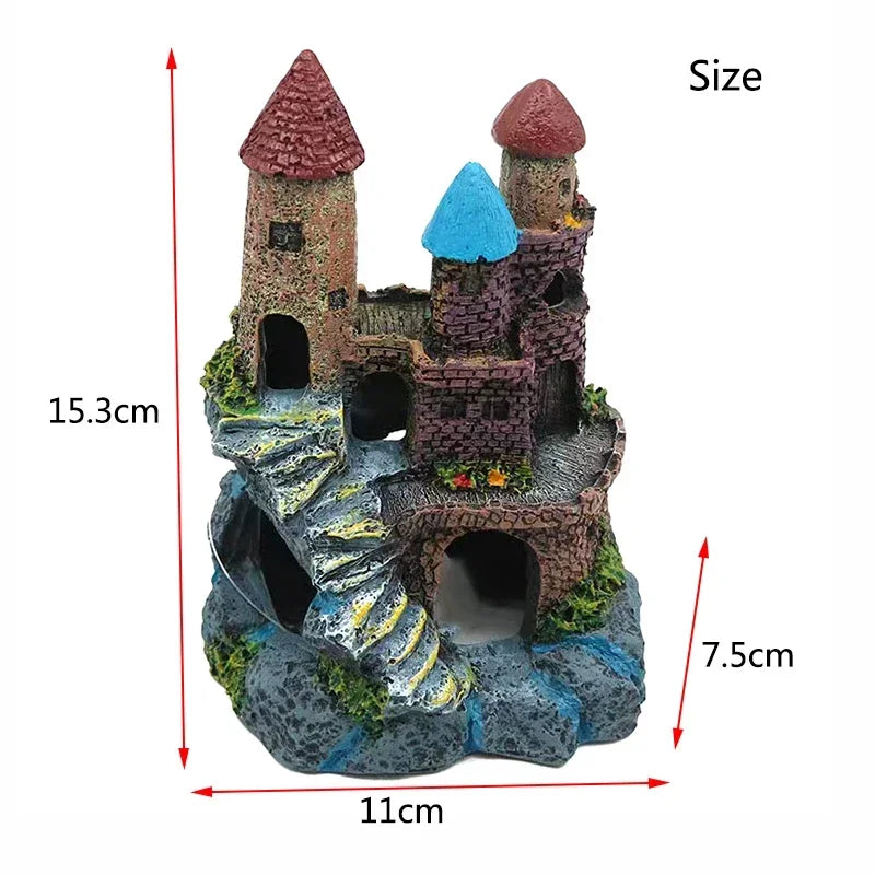 New Resin Fish Tank Ancient Castle Decoration. Aquarium Rock Cave Building Decoration
