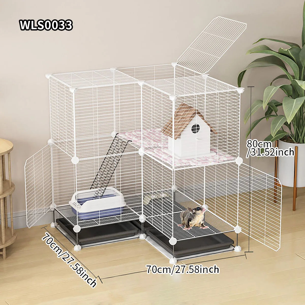 Small Animal Cage for Home Use That Does Not Occupy an Area with Toilet, Large Rabbit Cage, Sugar Glider, Breeding Squirrel Cage with Tray