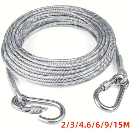 Double-headed Dog Tie. Outside Cable Leash , traction rope with metal buckle, steel wire anti-rust training collar,Outdoor Dogs Strap