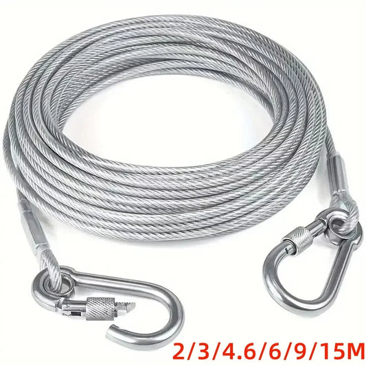 Double-headed Dog Tie. Outside Cable Leash , traction rope with metal buckle, steel wire anti-rust training collar,Outdoor Dogs Strap