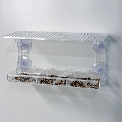 Window Mounted Feeder with Strong Suction Cups. Transparent, Acrylic, Hanging Birdhouse Feeder for Outside Garden Yard