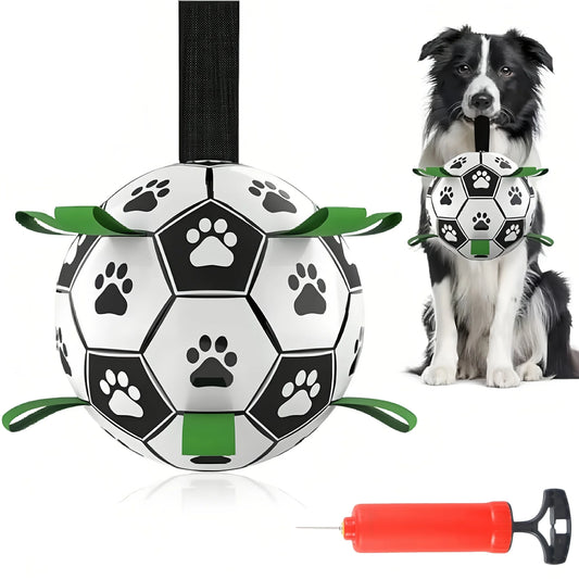 Interactive Dog Soccer Toy with A Grip Ring, Durable Water Ball for Dogs, Dog Chasing and Playing Toy, Without Battery