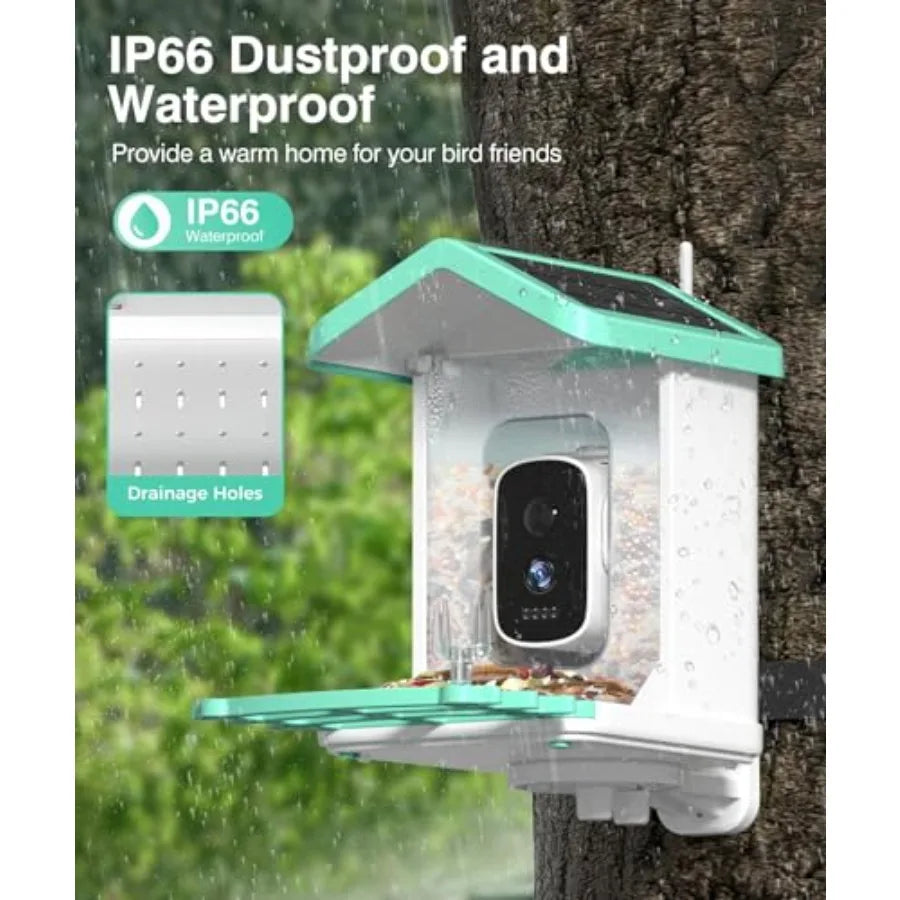 Bird Feeder with Camera. 4K HD AI Birds Species Identification Cam. Smart Bird Camera with Solar Powered Auto Capture and Instant