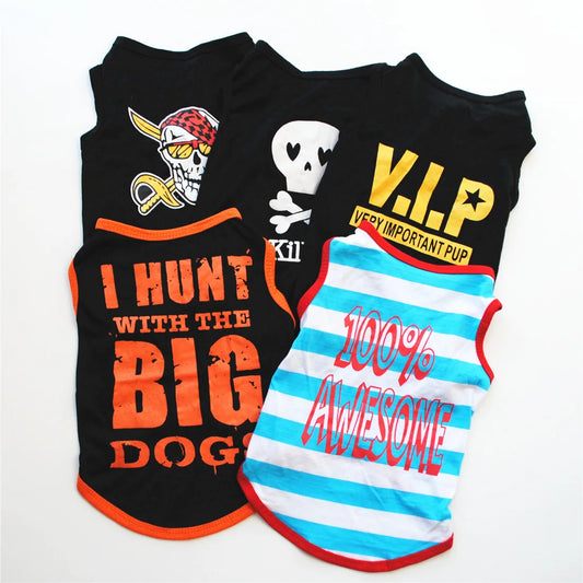 Dog Shirts for Small Dogs. Boy Pet Printed Clothes with Funny Summer Sayings. Male Dog Clothes. Soft, Breathable Pet T-shirts