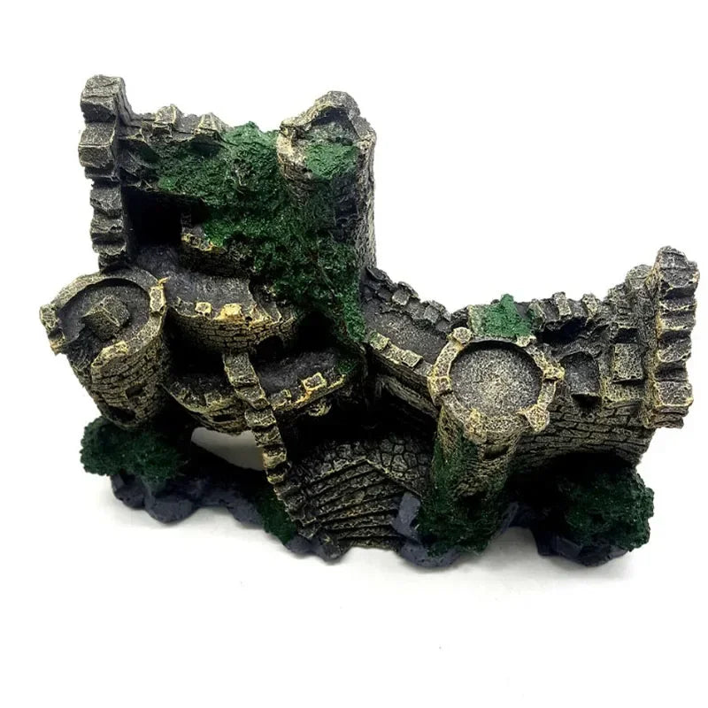 New Resin Fish Tank Ancient Castle Decoration. Aquarium Rock Cave Building Decoration