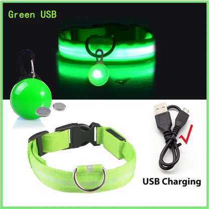 Usb Charging Glowing Collar With Pendant Detachable Luxury Led Light. For Small Dogs Cat Night Safety