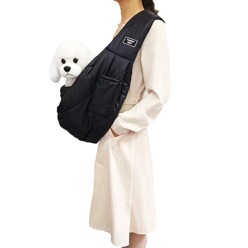 Small Pet Dog/Cat Sling Carrier for 3-15lbs with Pocket. Hands-Free Pet Bag for Dog/Cat/Puppy. Carry Bag for Travel and Walking Outdoor