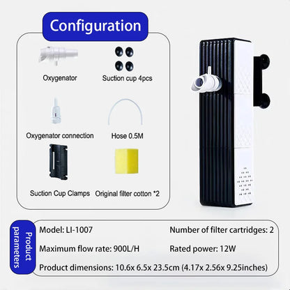 Silent Fish Tank Filters Water Purification Cycle. Three-In-One Built-In Small Aquarium Filtration System Oxygen Pump 25W