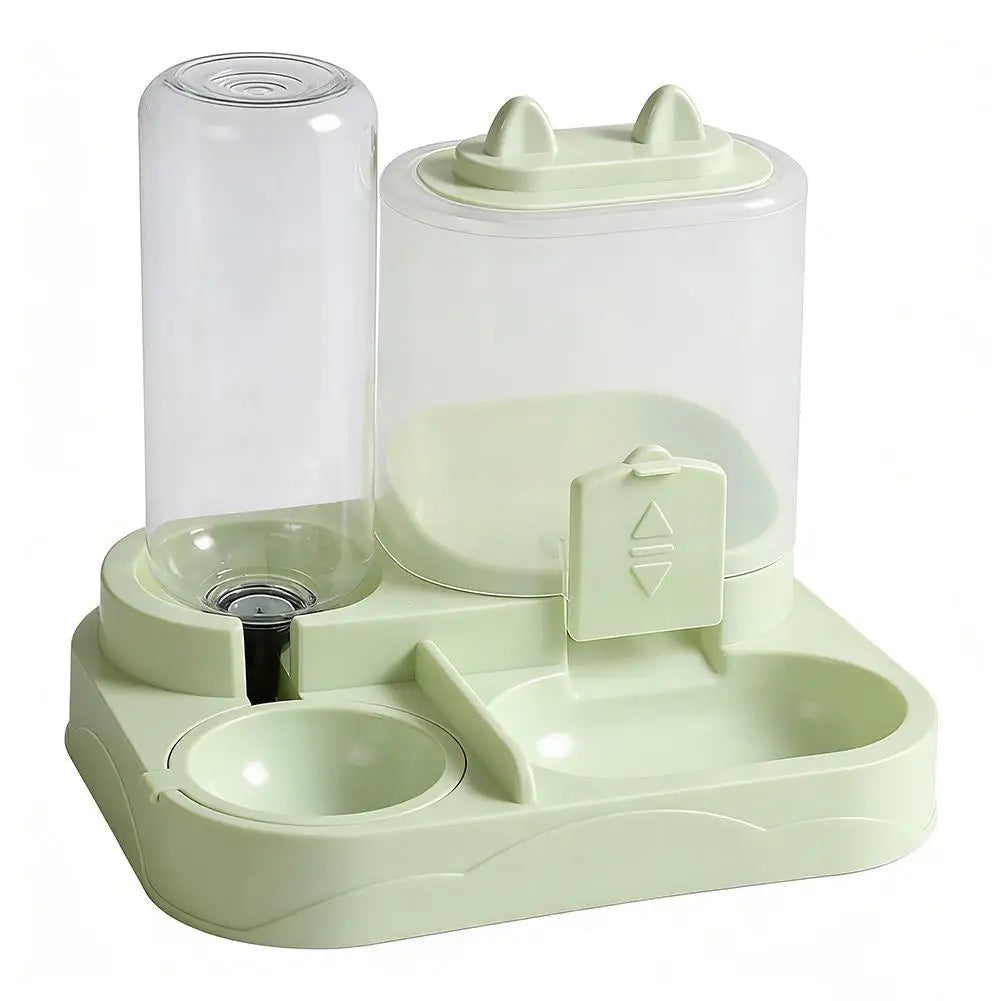 Pet Feeder. Dual Food Bowl All-in-One, Automatic Food/Water Dispenser. Large Capacity Food Storage Dispenser.