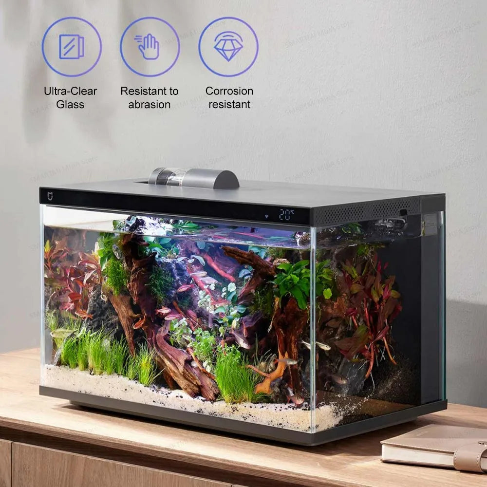 MIJIA Smart Fish Tank Aquariums,Remote Feeding, 5-Stage Filtration, LED Lighting, App-Controlled, CN Version With Adapter