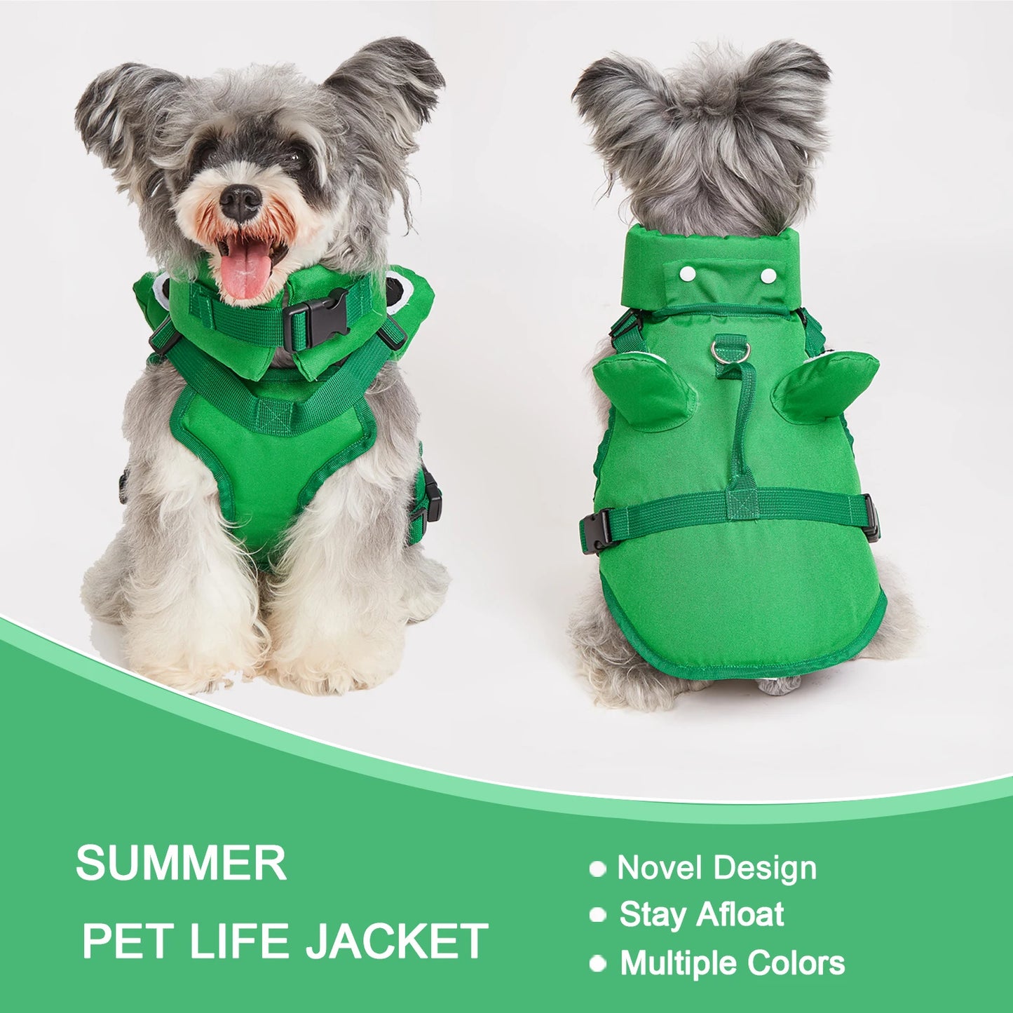 Dog Life Jacket Enhances Buoyancy, Adjustable for Safe Fit to Pet Body. Swimming, Rowing, Surfing Pet Flotation Vest