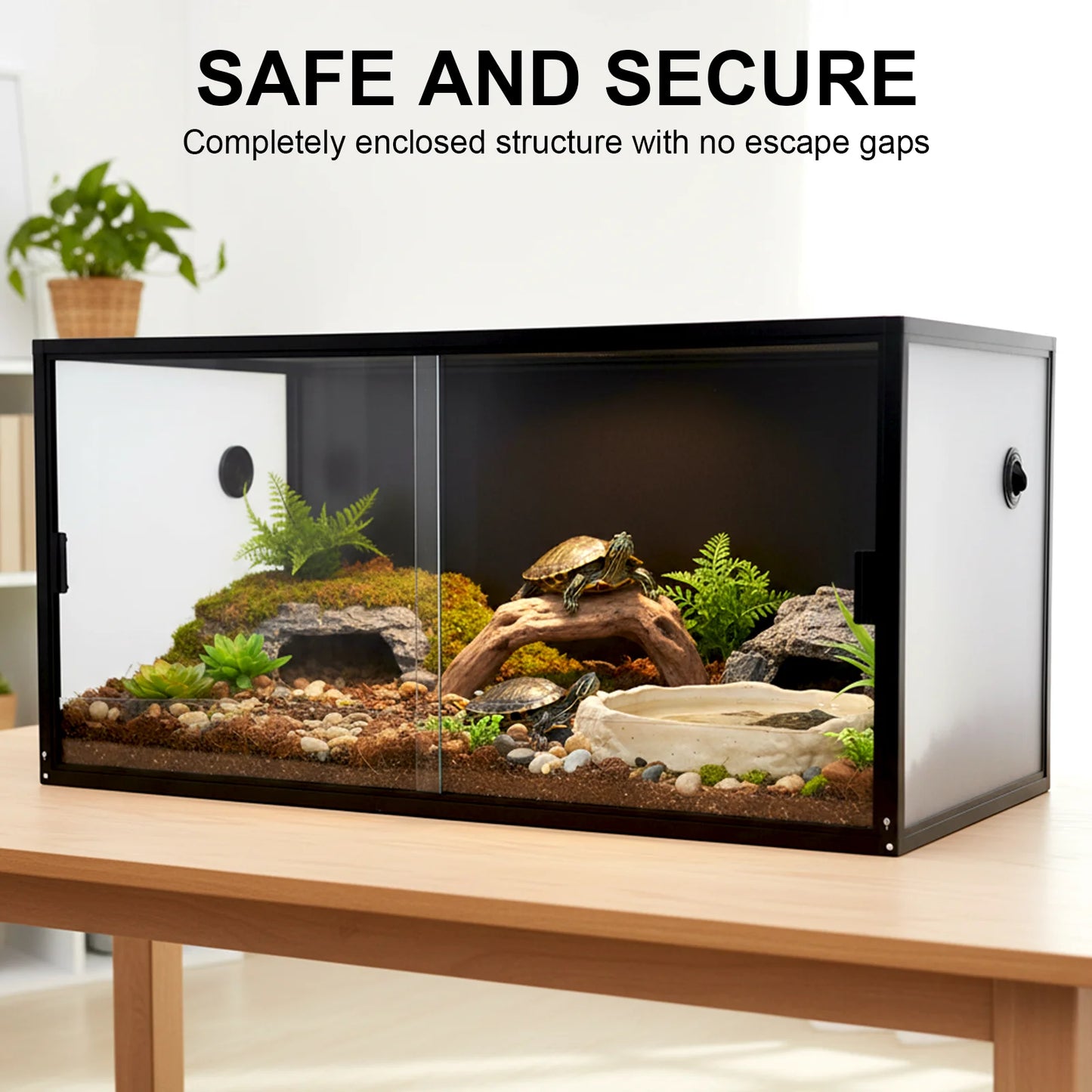 120 Gallon Mesh Top Enclosures with Sliding Door Top Screen Ventilation 48x24x24In Suitable for Ball Python & Gecko Lizard