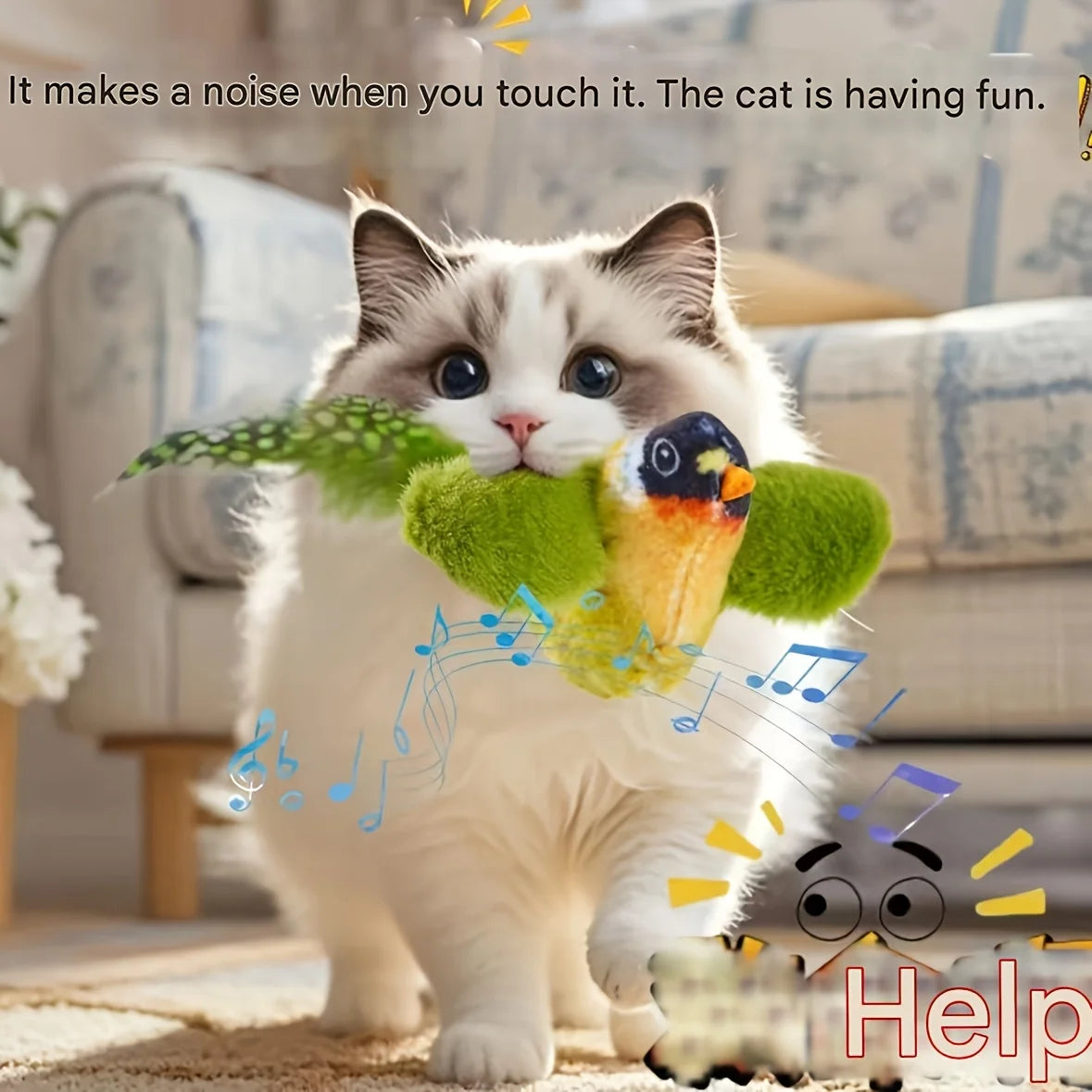 Bird Cat Toys. Indoor, Interactive Cat Toy for Cats. Chasing, Teasing, Sounding Toy. Catnip Cat Teaser Toy.  Wall Hanging