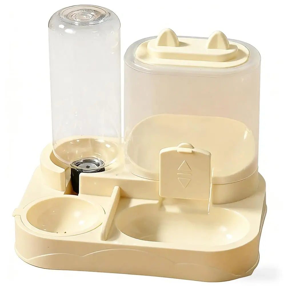 Pet Feeder. Dual Food Bowl All-in-One, Automatic Food/Water Dispenser. Large Capacity Food Storage Dispenser.