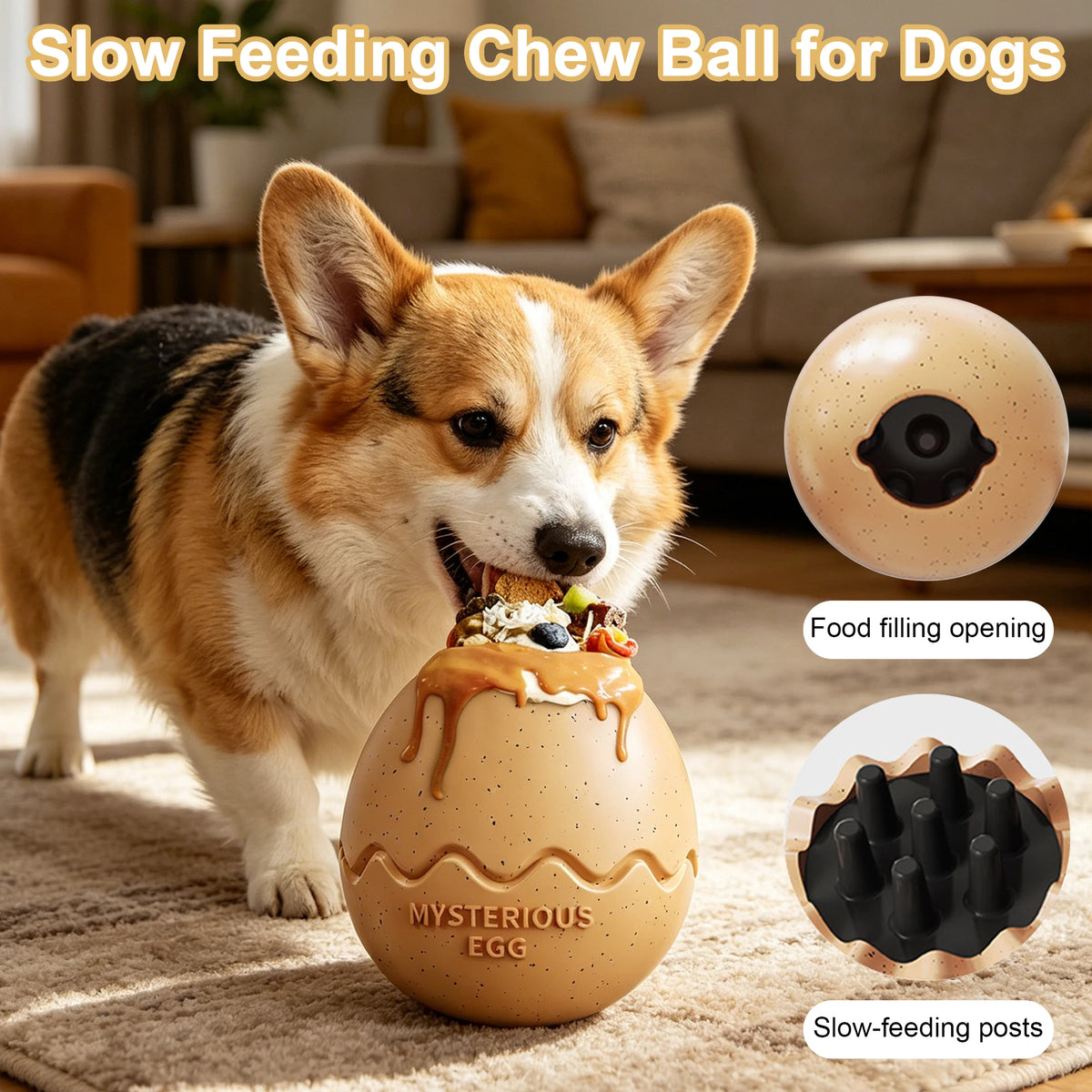 Dinosaur Egg Licking Dog Toy, Freezable Treat-Filled TPR Chew Toy for Summer Cooling & Teeth Cleaning