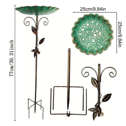 Birdbaths for Outdoors. Garden Standing Metal Bird Feeder Bowl. Height Adjustable, Winterproof. Decorations for Yard