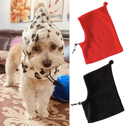 Fleece High Neck Dog Hat. Winter Pet Accessories for Dogs & Cats. Windproof Warm Leopard Puppy Headgear