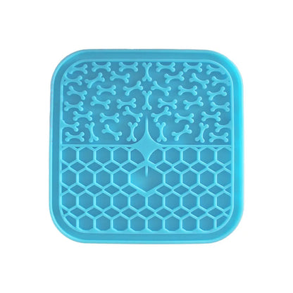 Silicone Pet Licking Mat. Cat Anti-choking With Slow Food Bowl. Puppy Bath Distracted Licking Plate.