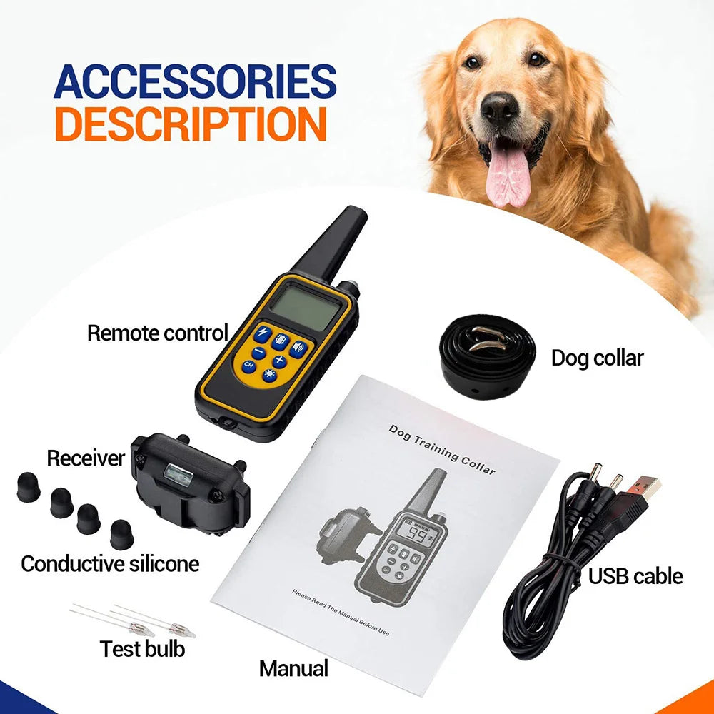 Electric Pet Dog Training Collar. Shock Training Collar. Electronic, Remote Control, Waterproof, Rechargeable