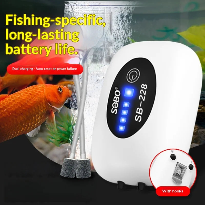 USB Rechargeable, portable Aquarium Air Pump with Battery Outdoor Oxygenator Mini Aerator