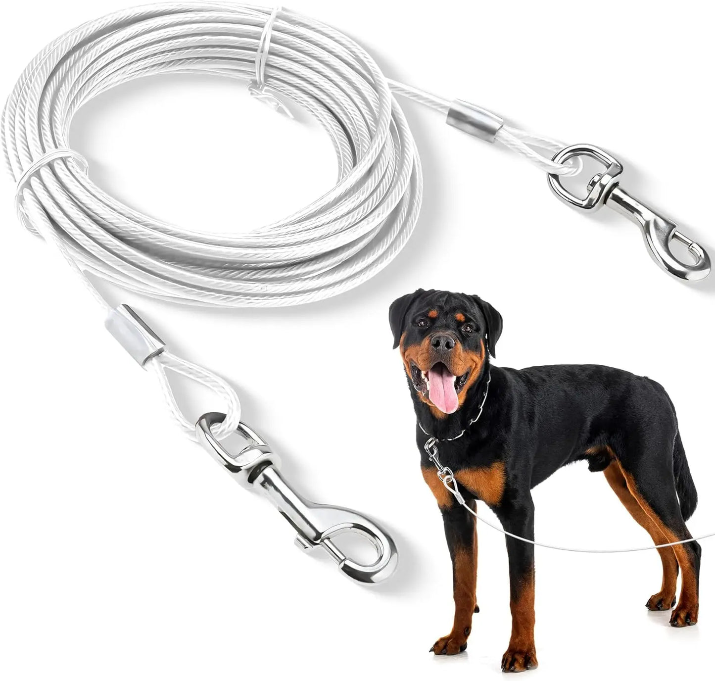 Double-headed Dog Tie. Outside Cable Leash , traction rope with metal buckle, steel wire anti-rust training collar,Outdoor Dogs Strap