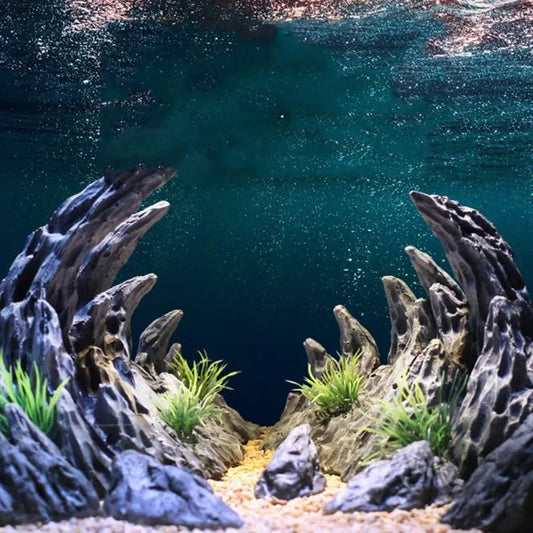 Resin Aquarium Decoration. For Fish Tanks. Simulated Canyon Ornament Acuario Rocks. Fish Decor 2pcs