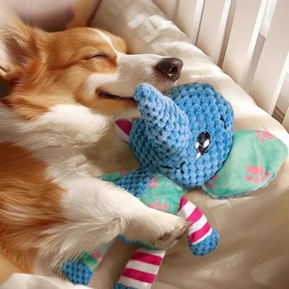 Pet Plush Toys. Cute Elephant Plush Chew Toy. Squeaky, Bite-Resistant, Puppy Teething Training.