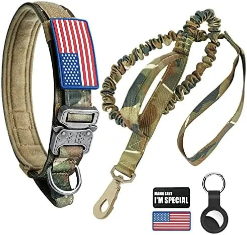 Tactical Dog Collar Set with USA Flag & Military Design