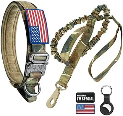 Tactical Dog Collar Set with USA Flag & Military Design