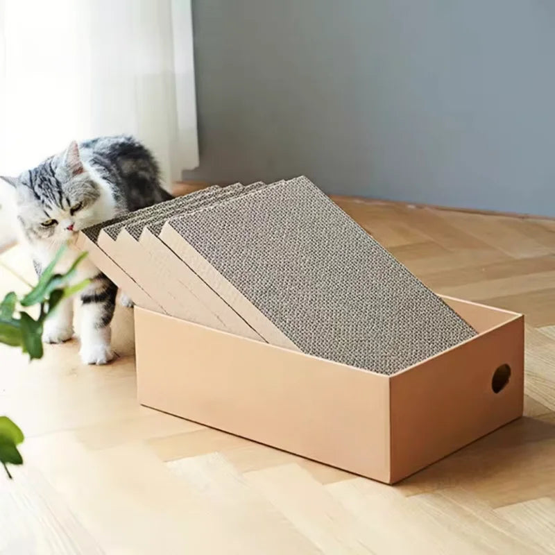 4 Pack 1 Cat Scratching Post Cardboard Box for Indoor Cats, Cat Scratching Mat for Cats & Kittens
