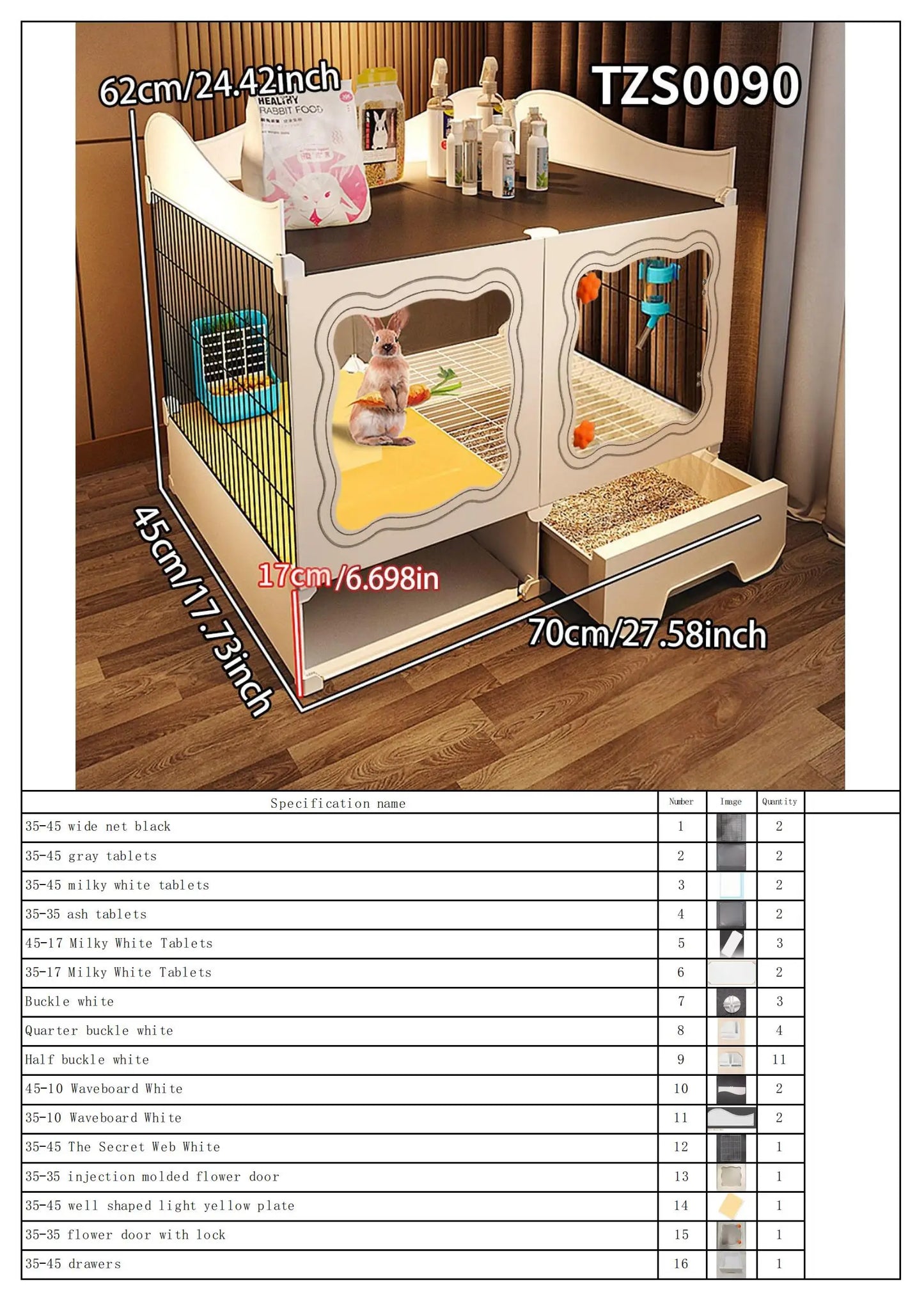 Rabbit Cage. Indoor Home Use with Toilet. Rabbit Villa, Small Dog, Kitten &  Guinea Pig Cage.
