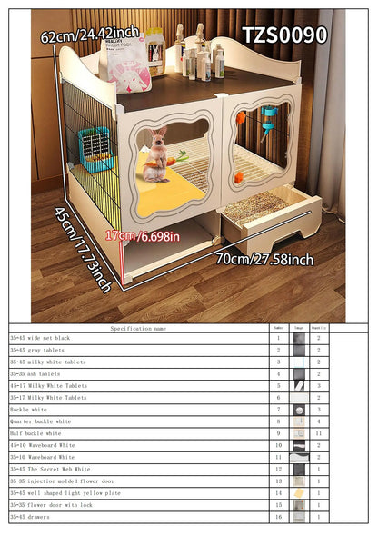 Rabbit Cage. Indoor Home Use with Toilet. Rabbit Villa, Small Dog, Kitten &  Guinea Pig Cage.