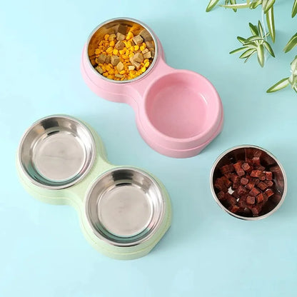 Stainless Steel Double Pet Bowls. Dog Food And Water Feeder Dish. Cat& Puppy Feeding Supplies. Small Dog