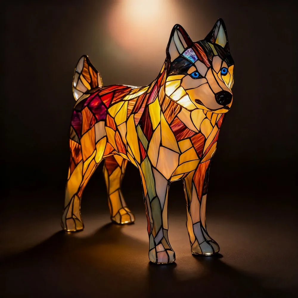 LED Night Light Glowing Dog. Series Artistic Animal Statue. French Bulldog, Labrador Retriever, Golden Retriever. Resin Ornaments