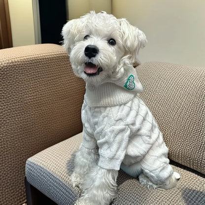 Autumn and Winter Pet Four Legged Knitted Warm Jumpsuit With Hat.