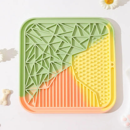 Silicone Pet Licking Mat. Cat Anti-choking With Slow Food Bowl. Puppy Bath Distracted Licking Plate.