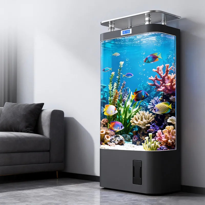 Smart Self-Cleaning Fish Tank - Medium Sized Standing Ecological Aquarium with Built-in Filtration  No Water Change Needed