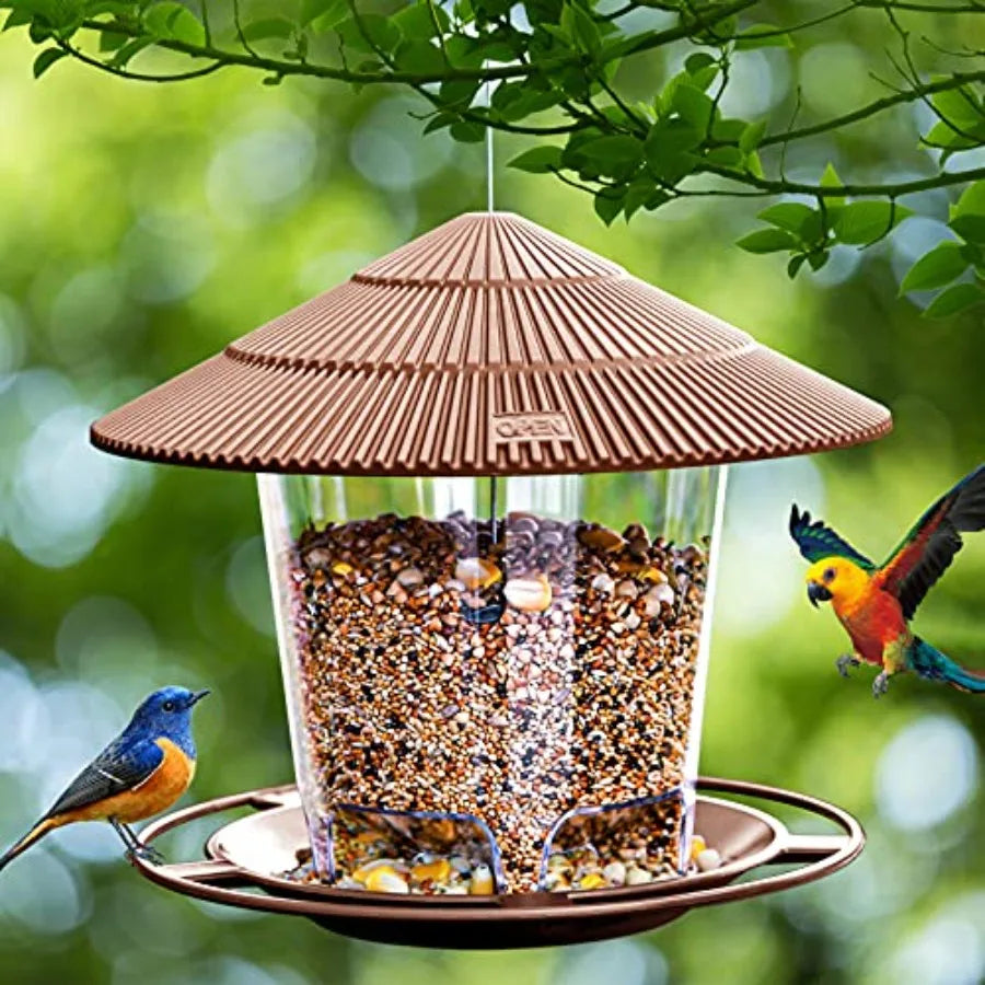 【Spot goods】Bird Feeder Outdoor Hanging for Wild Bird Seed, Brown