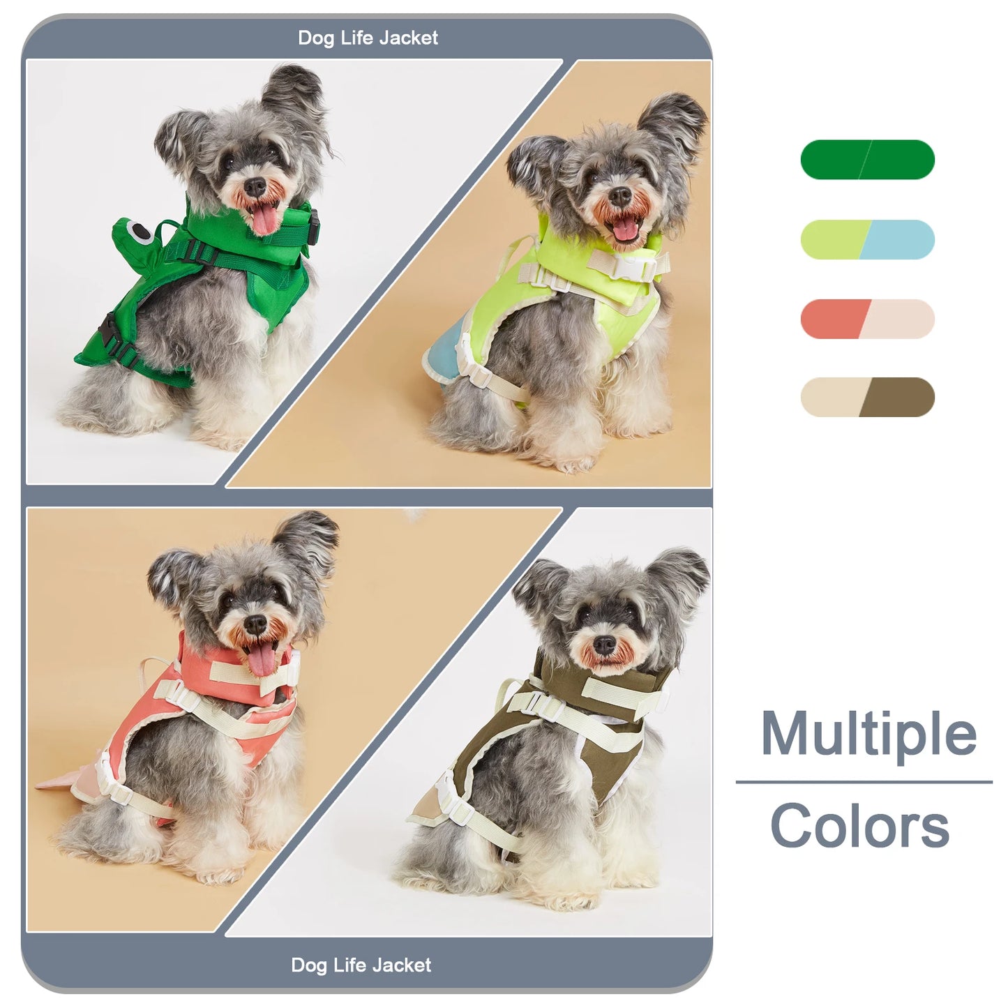 Dog Life Jacket Enhances Buoyancy, Adjustable for Safe Fit to Pet Body. Swimming, Rowing, Surfing Pet Flotation Vest
