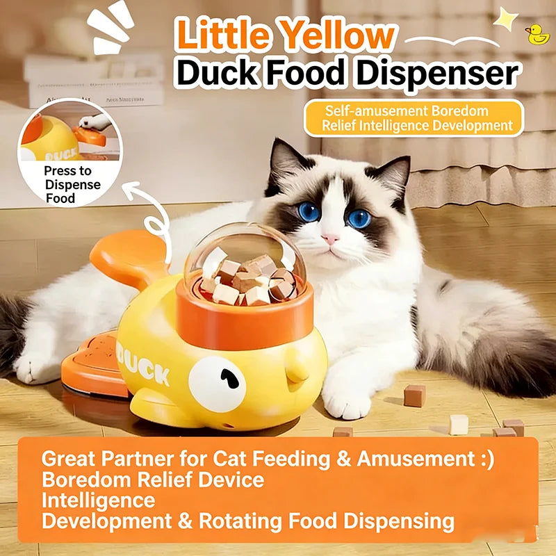 Little Yellow Duck Treat Dispenser. Cat/Dog Toy. Self Play Boredom Relief. Interactive Launcher, IQ Training, Slow Feeder Puzzle Toys
