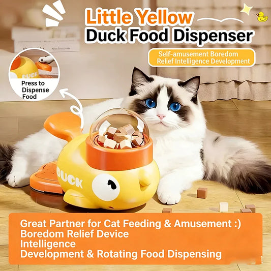 Little Yellow Duck Treat Dispenser. Cat/Dog Toy. Self Play Boredom Relief. Interactive Launcher, IQ Training, Slow Feeder Puzzle Toys