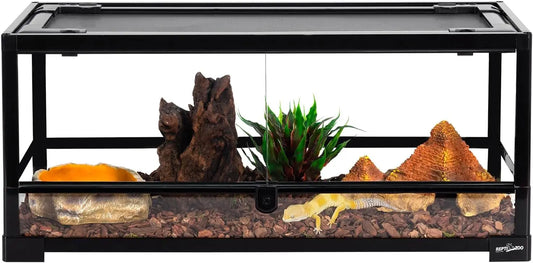 20 Gallon Front Opening Glass Reptile Terrarium, 30x12x12 Inch with Ventilation Lid for Gecko, Lizard & Snake Pets