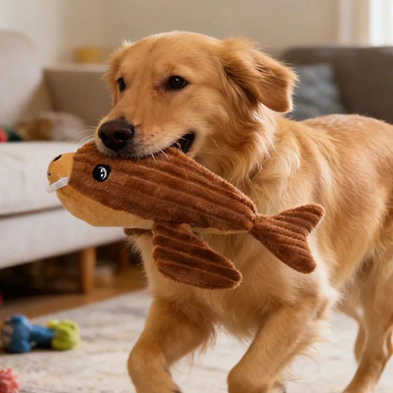 Cute Animal Safe Dog Touch Toys. Resistant Marine Animals. Indestructible Plush Tooth Chew. Dog Play Toy With Squeake.r