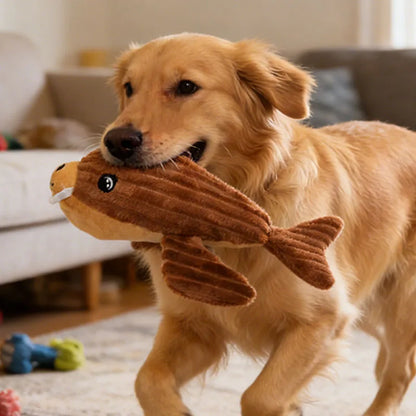Cute Animal Safe Dog Touch Toys. Resistant Marine Animals. Indestructible Plush Tooth Chew. Dog Play Toy With Squeake.r